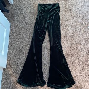 Handmade Green Velvet Flare Pants